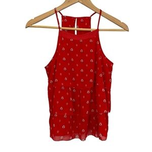 Abercrombie & Fitch Ruffle Halter Top Sz XS Red Sleeveless Tank Cute Girly EUC